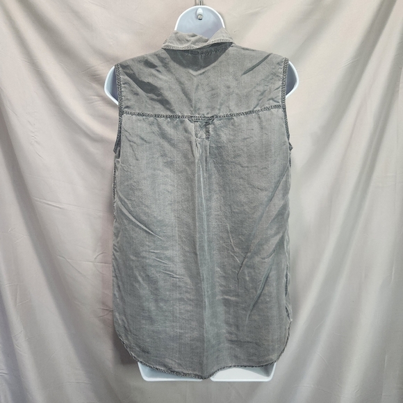 One Resource Vintage Late 70s Charcoal Grey 100% Silk Button Down Blouse - Picture 7 of 8